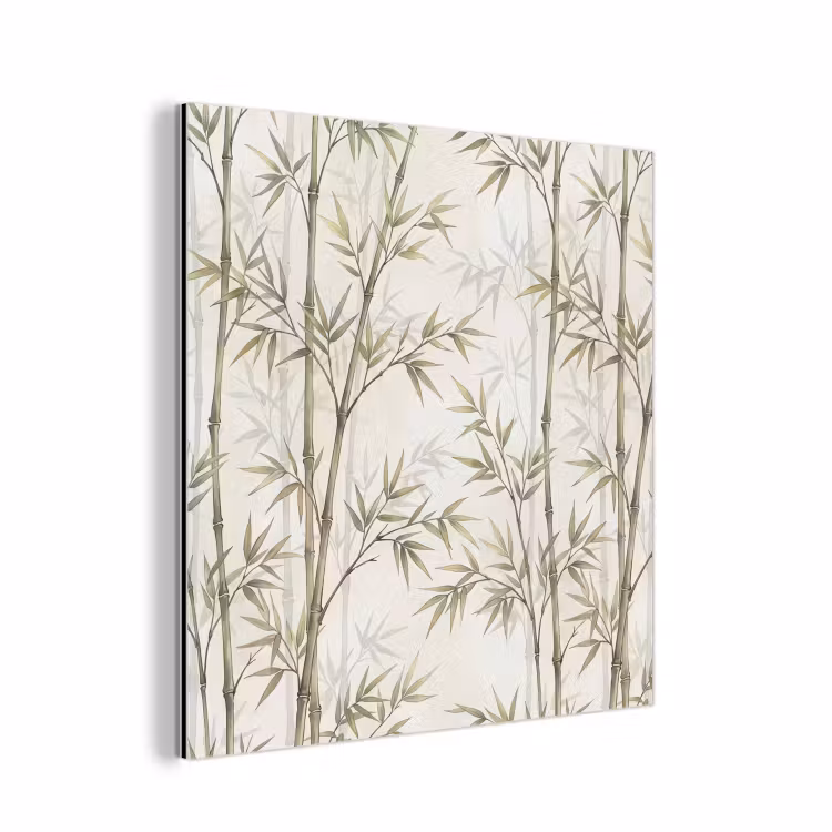 Bamboe - Bladeren - Natuur - Aquarel - Groen aluminium wit klein -3d