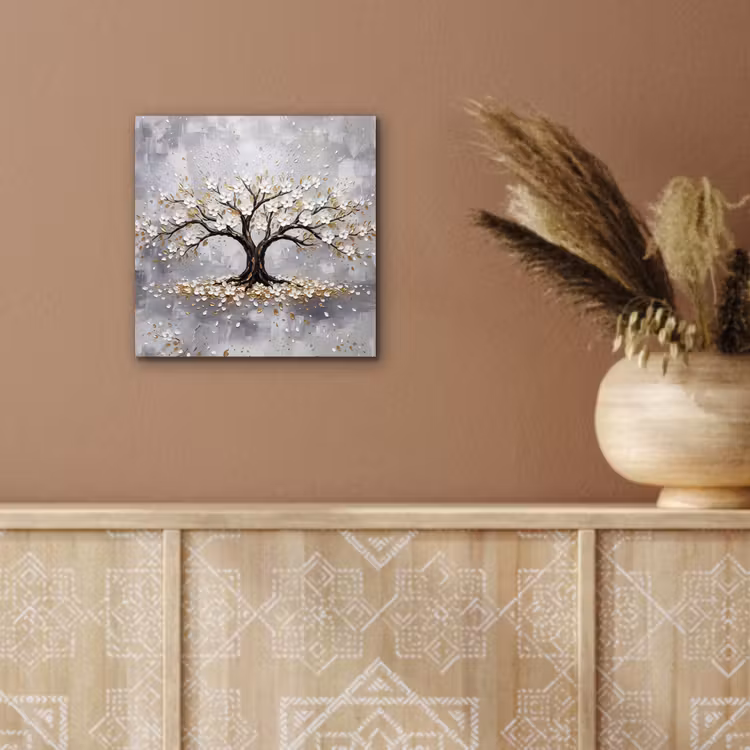 Boom - Bloemen - Natuur - Abstract - Wit aluminium wit klein -sfeer4