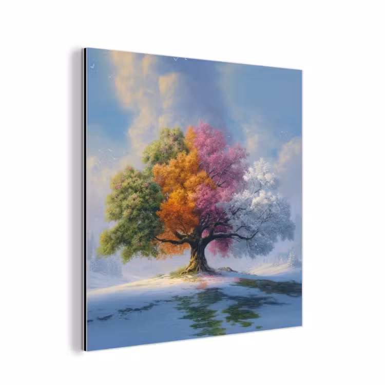 Boom - Seizoenen - Winter - Landschap aluminium wit klein -3d