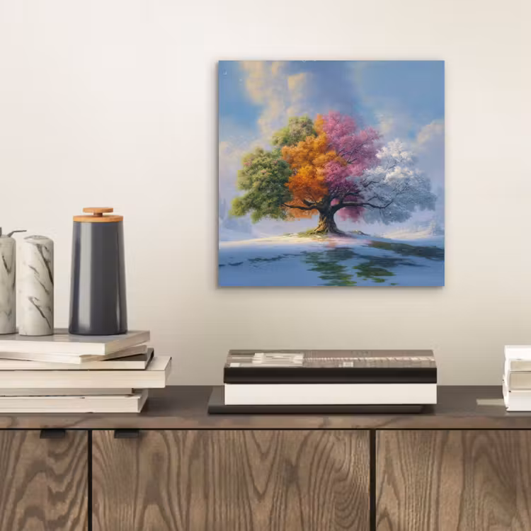 Boom - Seizoenen - Winter - Landschap aluminium wit klein -sfeer1