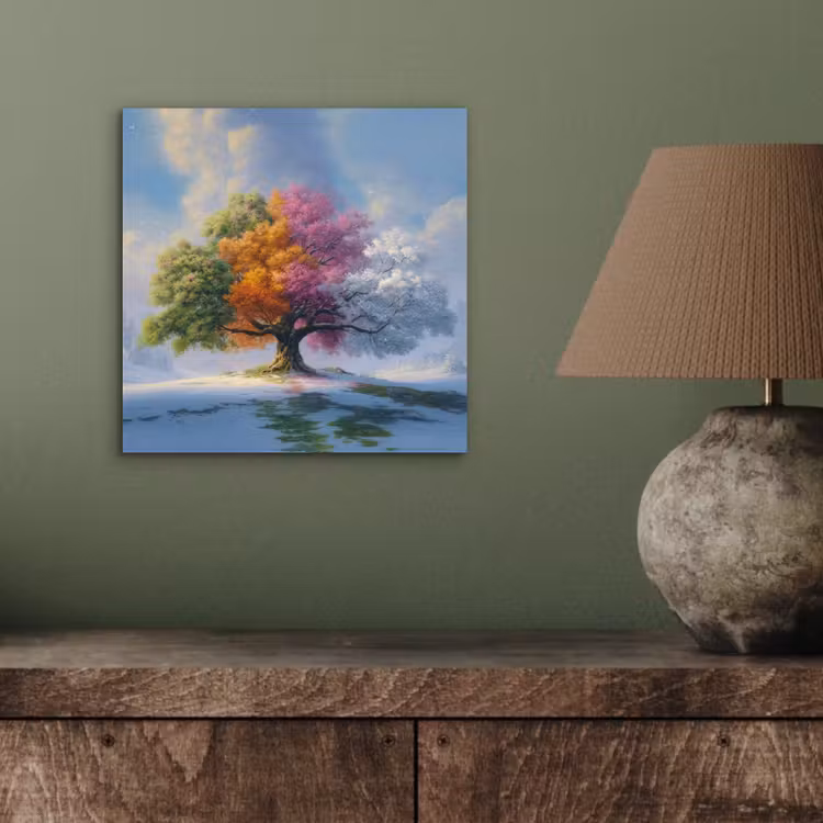 Boom - Seizoenen - Winter - Landschap aluminium wit klein -sfeer2