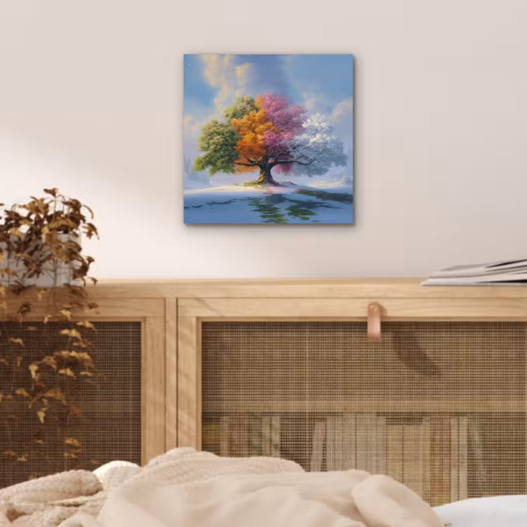 Boom - Seizoenen - Winter - Landschap aluminium wit klein -sfeer3