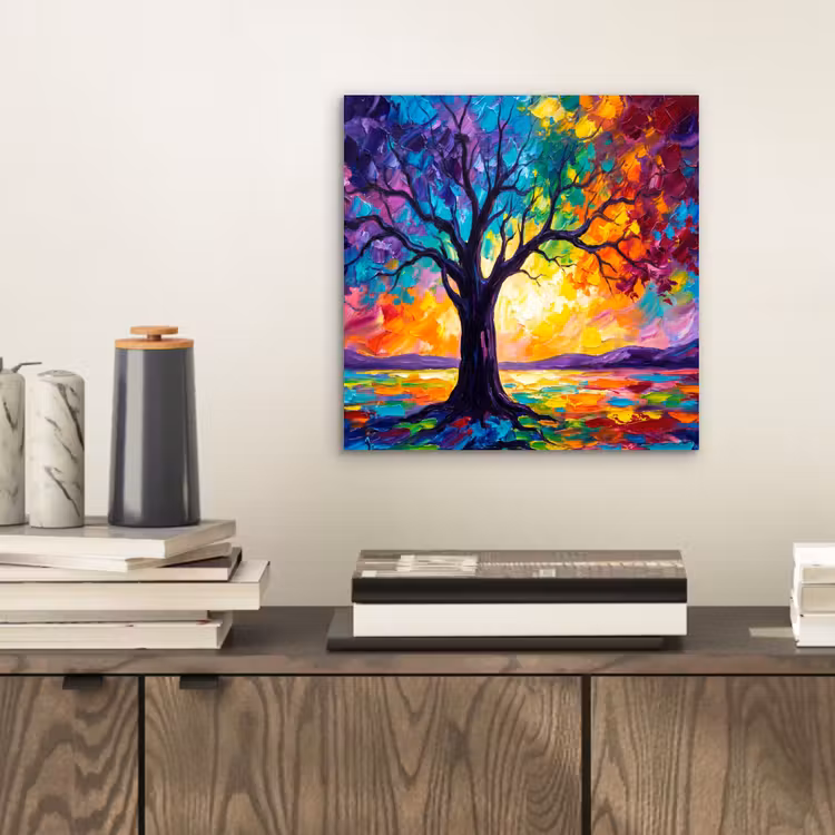 Boom - Landschap - Natuur - Abstract - Kleurrijk aluminium wit klein -sfeer1