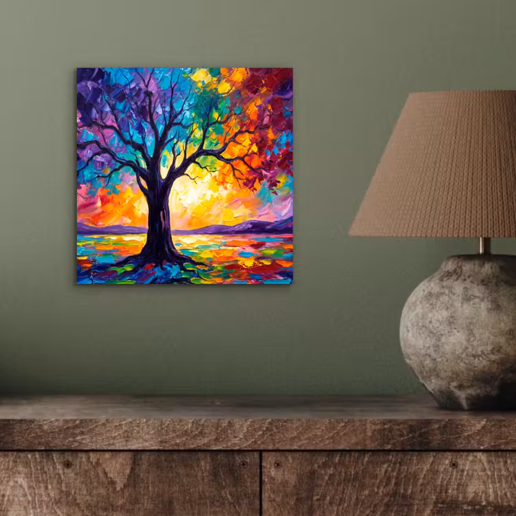 Boom - Landschap - Natuur - Abstract - Kleurrijk aluminium wit klein -sfeer2