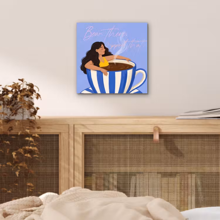 Mok - Koffie - Vrouw - Paars aluminium wit klein -sfeer3