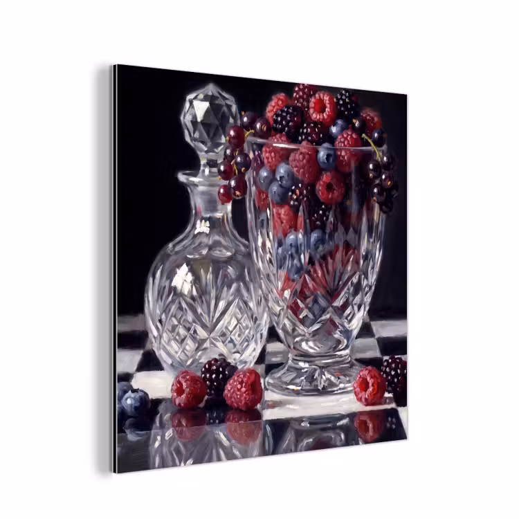 Alu-Dibond-Bild - Beeren – Kristall – Stillleben - Bessen - Kristal - Stilleven aluminium wit klein