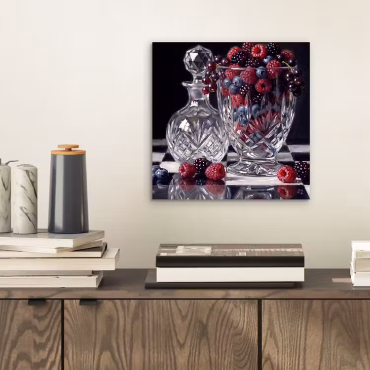Alu-Dibond-Bild - Beeren – Kristall – Stillleben - Bessen - Kristal - Stilleven aluminium wit klein