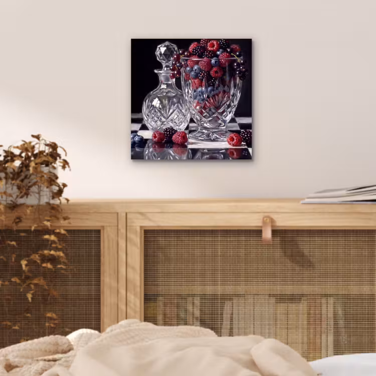 Alu-Dibond-Bild - Beeren – Kristall – Stillleben - Bessen - Kristal - Stilleven aluminium wit klein