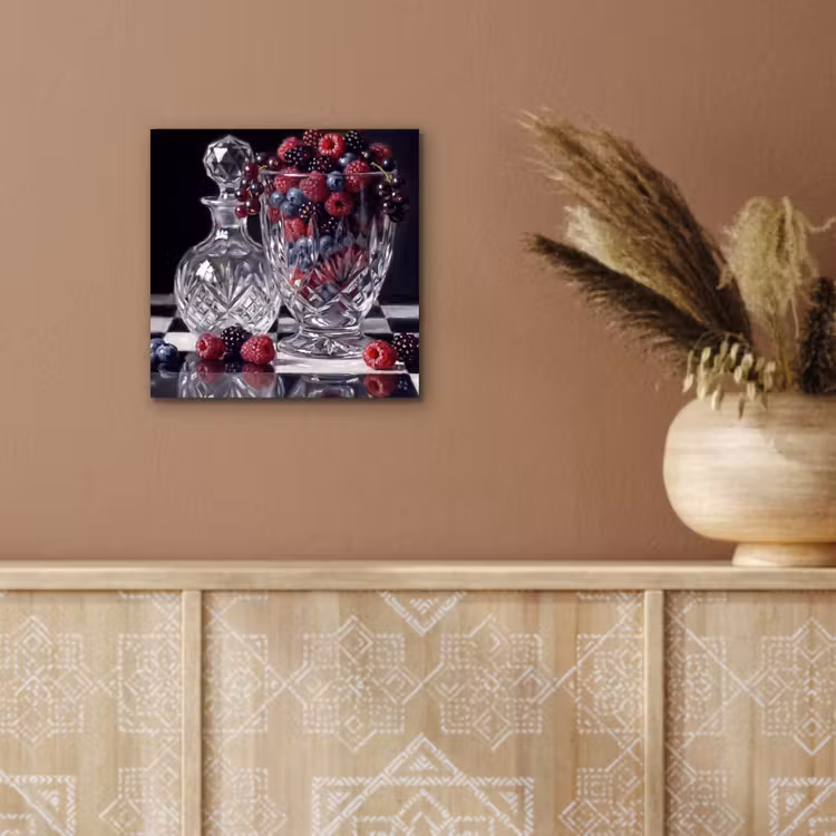 Alu-Dibond-Bild - Beeren – Kristall – Stillleben - Bessen - Kristal - Stilleven aluminium wit klein