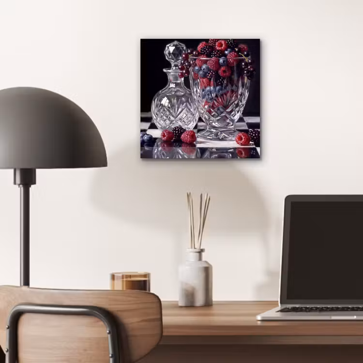 Alu-Dibond-Bild - Beeren – Kristall – Stillleben - Bessen - Kristal - Stilleven aluminium wit klein