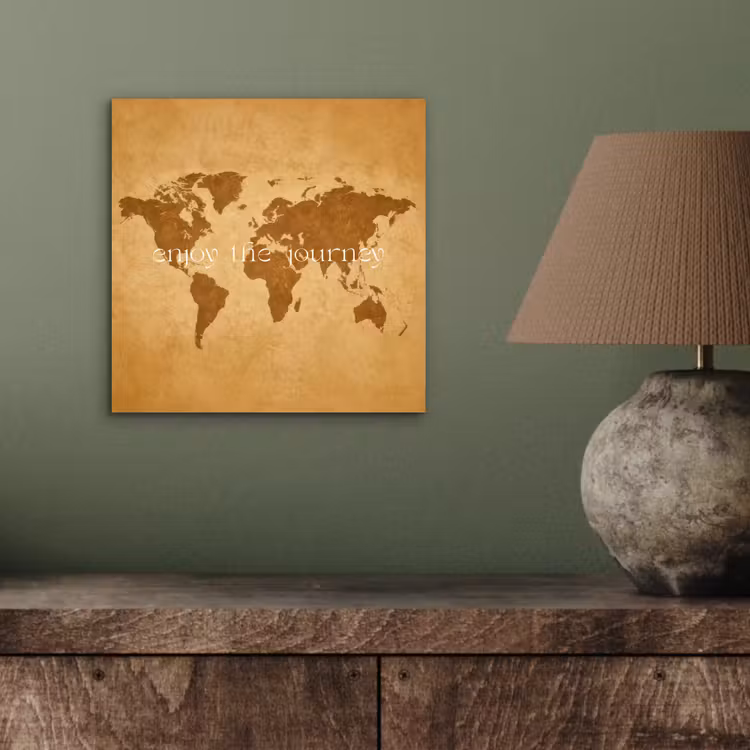Beige - Papierstructuur - Wereldkaart aluminium wit klein -sfeer2