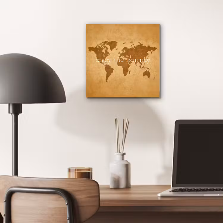 Beige - Papierstructuur - Wereldkaart aluminium wit klein -sfeer5