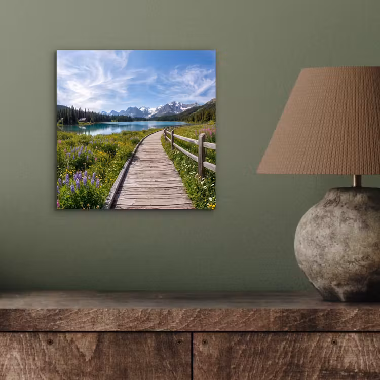Bergen - Meer - Landschap - Blauw aluminium wit klein -sfeer2