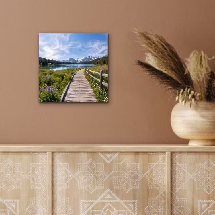 Bergen - Meer - Landschap - Blauw aluminium wit klein -sfeer4