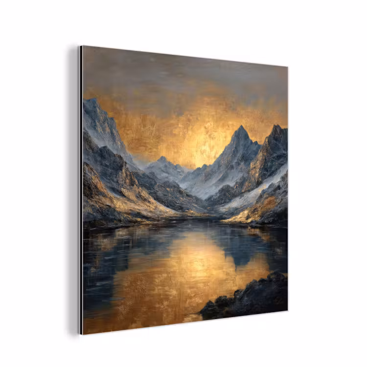 Berglandschap met Gouden Zonsondergang aluminium wit klein -3d