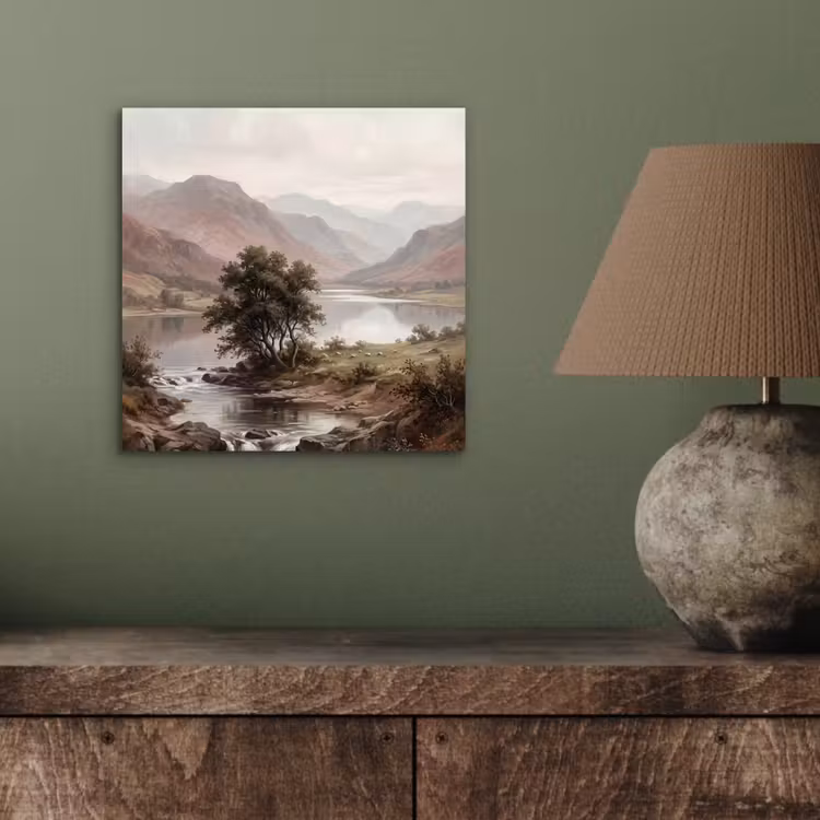 Berglandschap - Meer - Bergen - Vallei - Klassiek aluminium wit klein -sfeer2