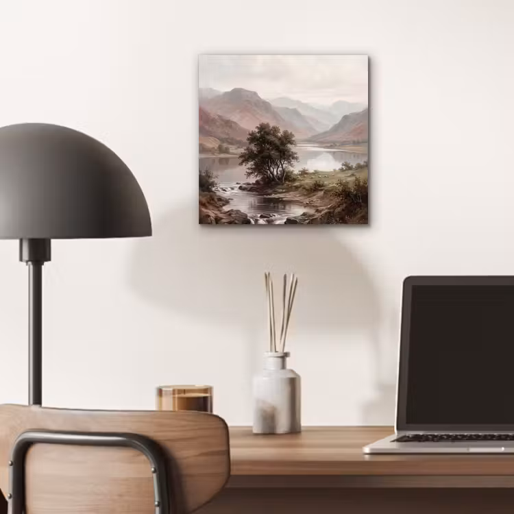 Berglandschap - Meer - Bergen - Vallei - Klassiek aluminium wit klein -sfeer5
