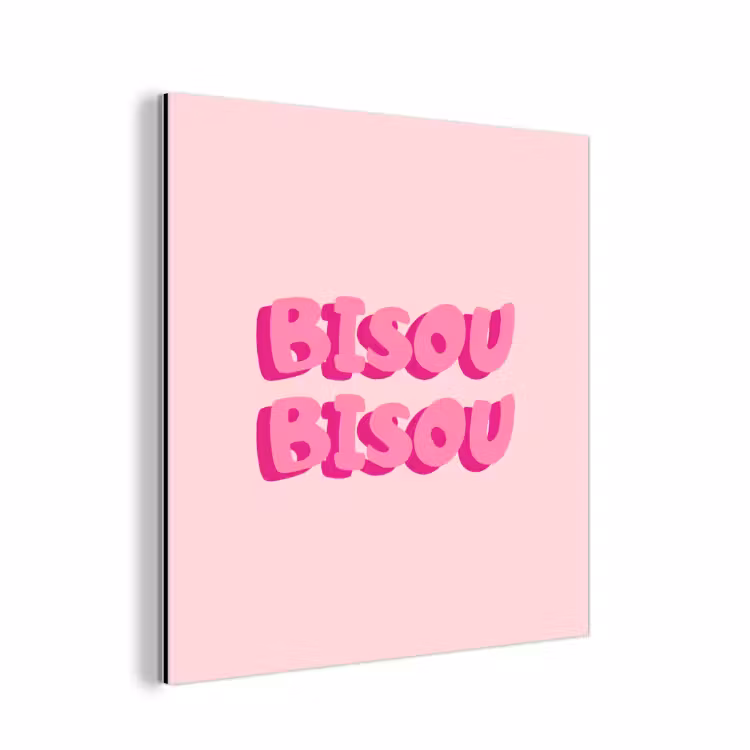 Bisou - Roze - Dikke letters aluminium wit klein -3d