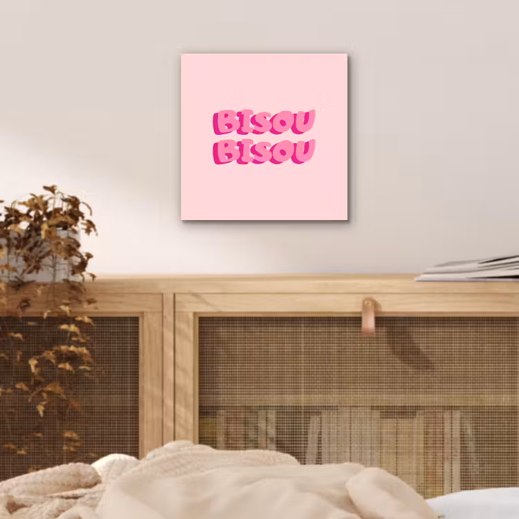 Bisou - Roze - Dikke letters aluminium wit klein -sfeer3