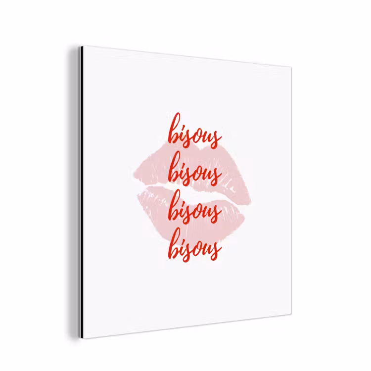 Bisous - Lip - Wit - Rood aluminium wit klein -3d