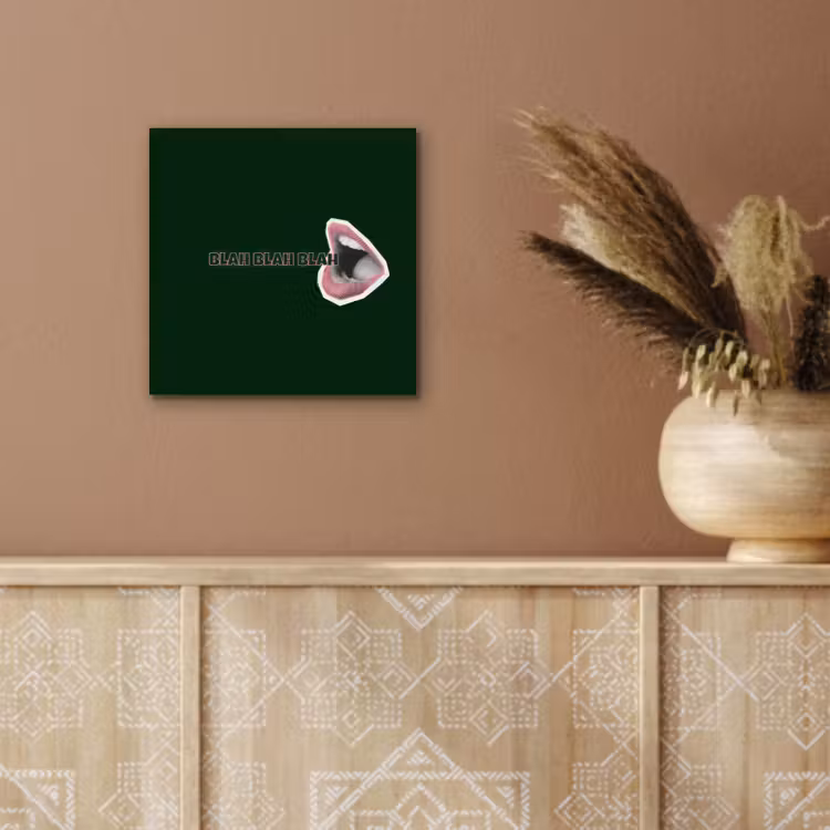 BLAH BLAH BLAH - Mond - Groen aluminium wit klein -sfeer4