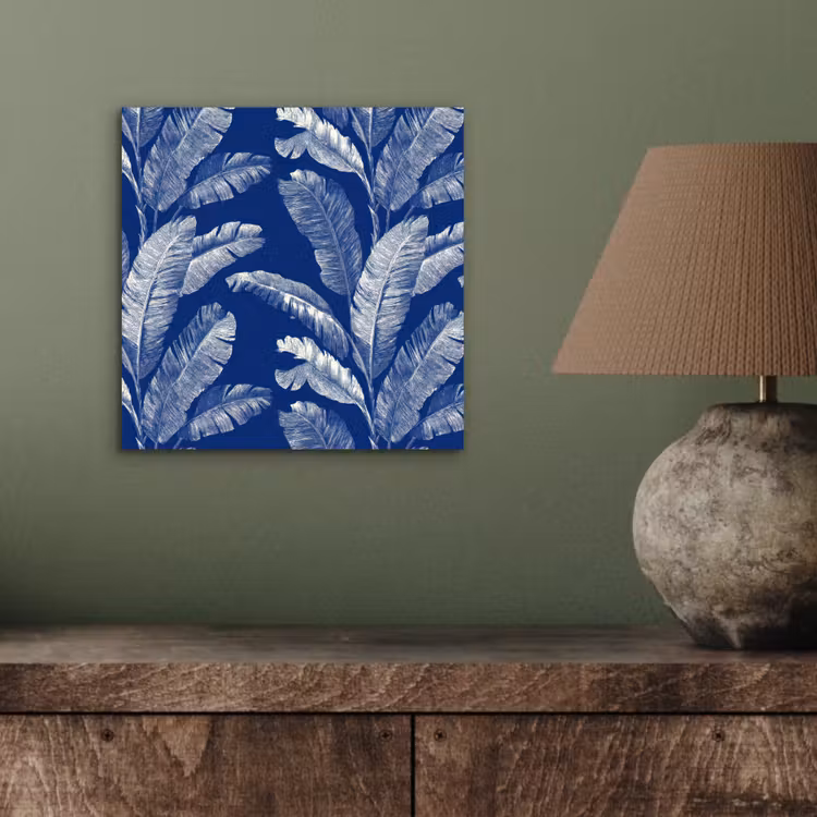 Blad - Palm - Blauw aluminium wit klein 46 -sfeer2