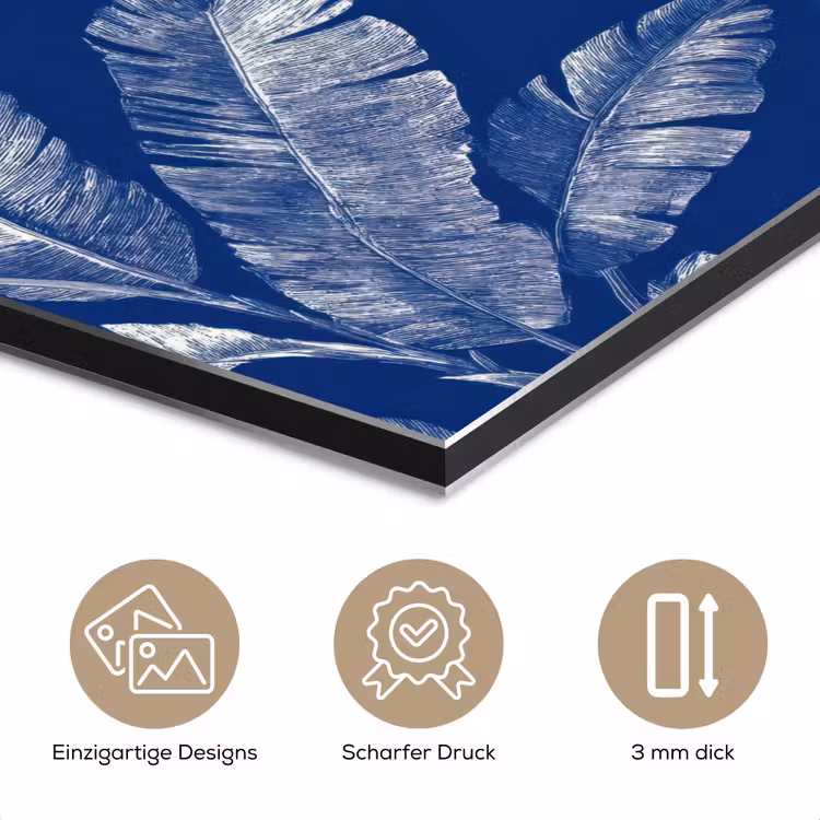 Blad - Palm - Blauw aluminium wit klein 46 -closeup_DE