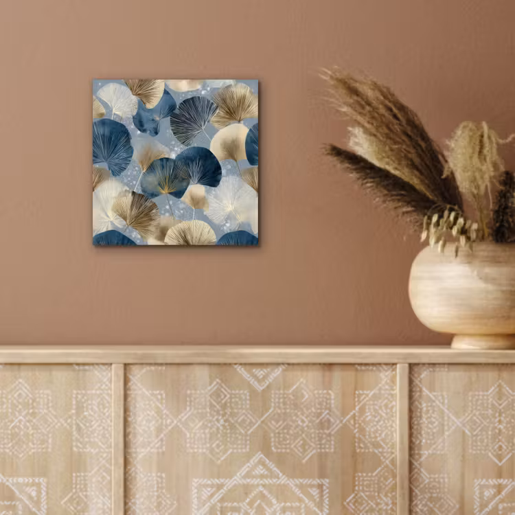 Bladeren - Abstract - Goud - Blauw aluminium wit klein -sfeer4