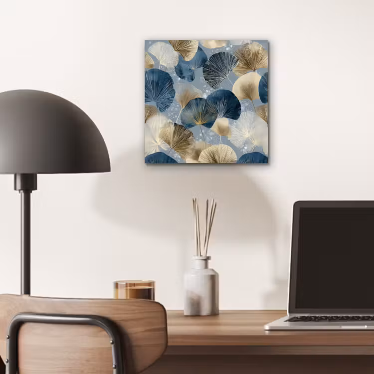 Bladeren - Abstract - Goud - Blauw aluminium wit klein -sfeer5