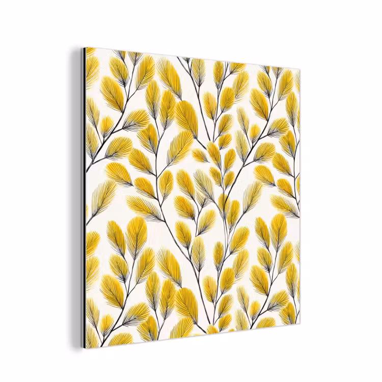 Bladeren - Botanisch - Elegant - Geel - Zwart aluminium wit klein 46 -3d