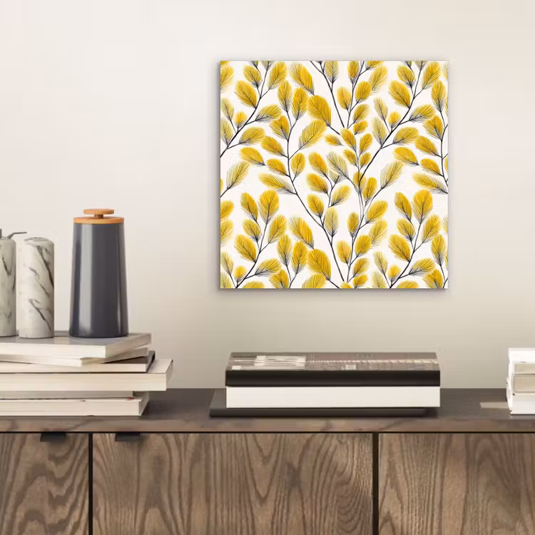 Bladeren - Botanisch - Elegant - Geel - Zwart aluminium wit klein 46 -sfeer1