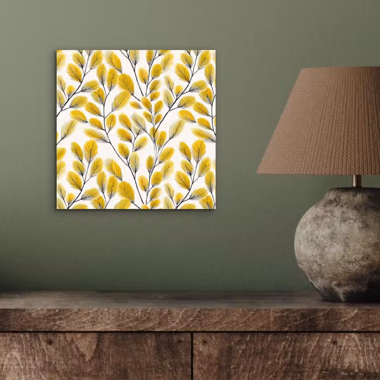 Bladeren - Botanisch - Elegant - Geel - Zwart aluminium wit klein 46 -sfeer2