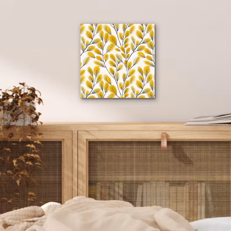Bladeren - Botanisch - Elegant - Geel - Zwart aluminium wit klein 46 -sfeer3