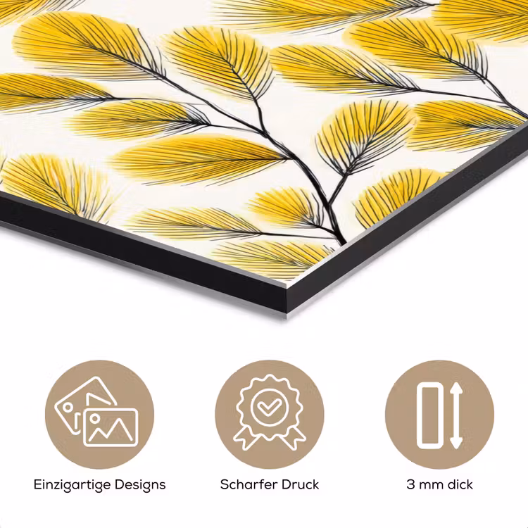 Bladeren - Botanisch - Elegant - Geel - Zwart aluminium wit klein 46 -closeup_DE