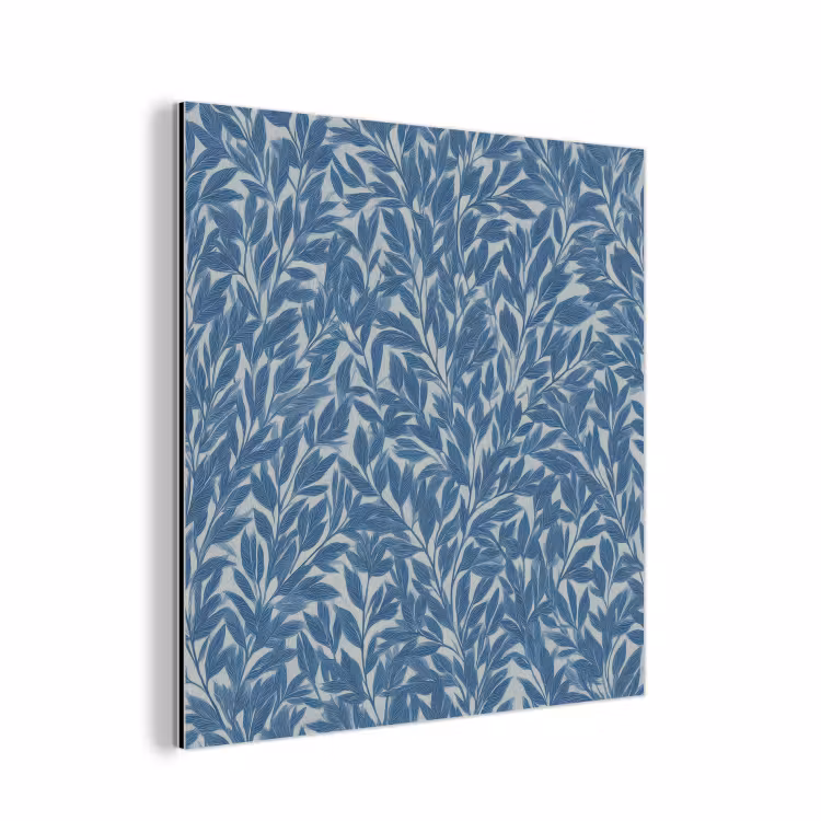 Bladeren - Klassiek - Patroon - Donkerblauw - Vintage aluminium wit klein 46 -3d