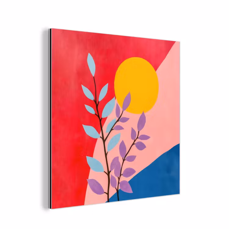 Bladeren - Zon - Abstracte vormen aluminium wit klein -3d