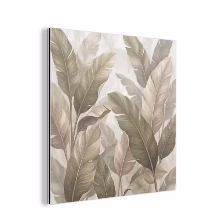 Bladeren - Tropisch - Natuur - Abstract - Beige aluminium wit klein -3d