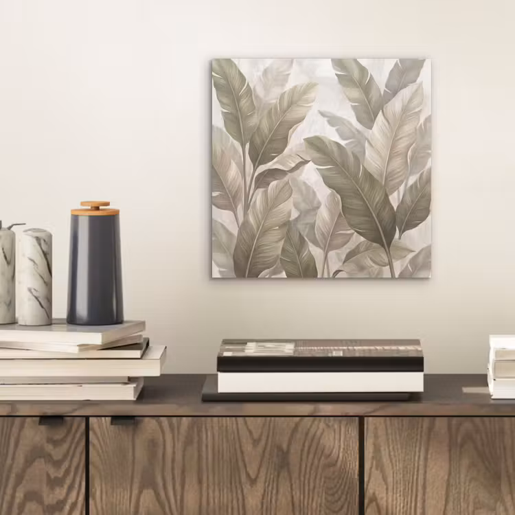 Bladeren - Tropisch - Natuur - Abstract - Beige aluminium wit klein -sfeer1