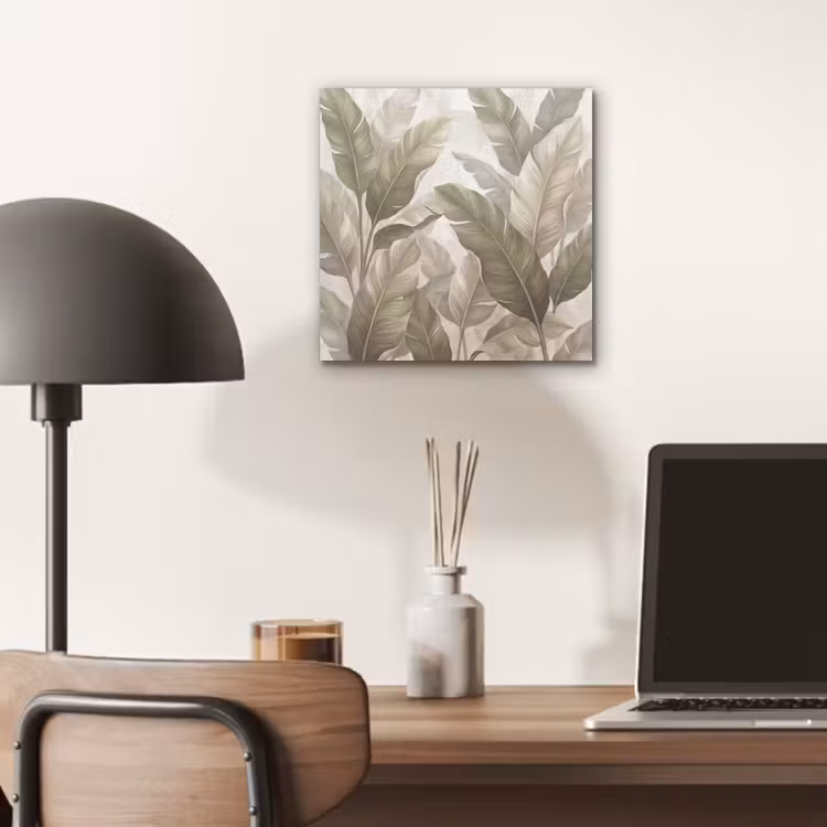 Bladeren - Tropisch - Natuur - Abstract - Beige aluminium wit klein -sfeer5