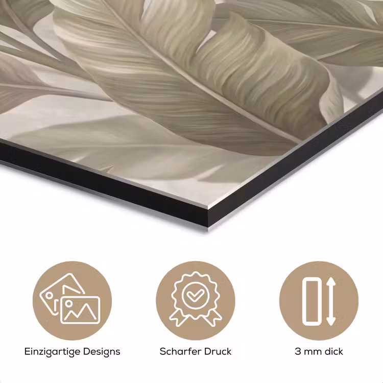 Bladeren - Tropisch - Natuur - Abstract - Beige aluminium wit klein -closeup_DE