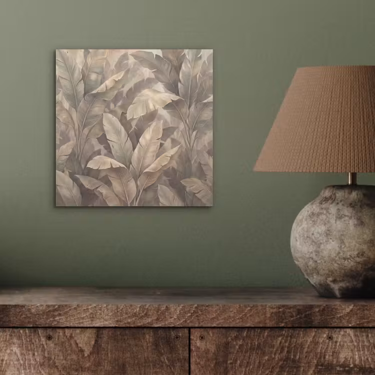 Bladeren - Tropisch - Natuur - Modern - Beige aluminium wit klein -sfeer2