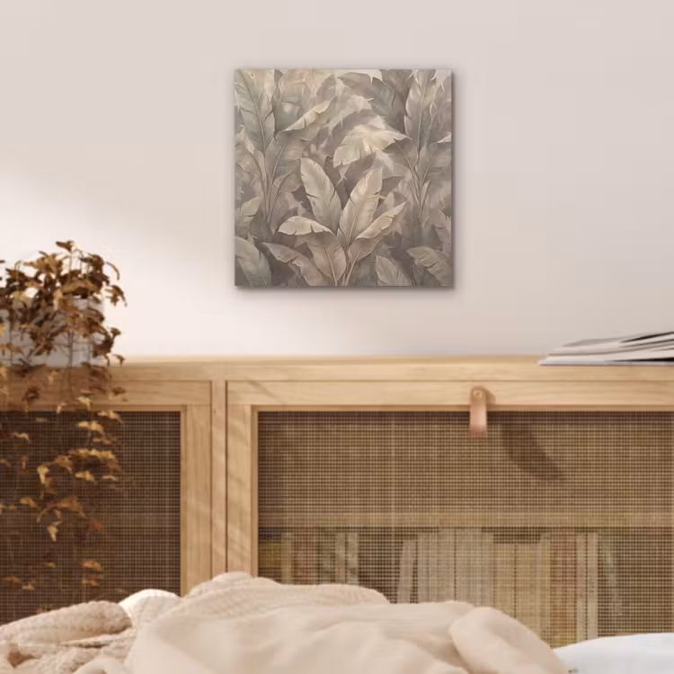 Bladeren - Tropisch - Natuur - Modern - Beige aluminium wit klein -sfeer3