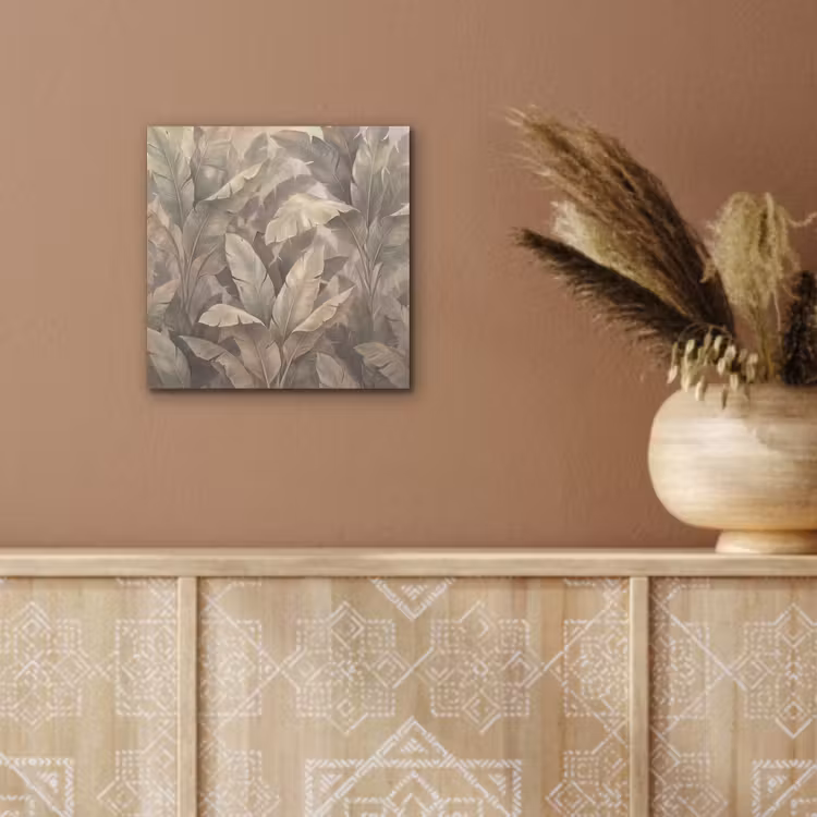 Bladeren - Tropisch - Natuur - Modern - Beige aluminium wit klein -sfeer4