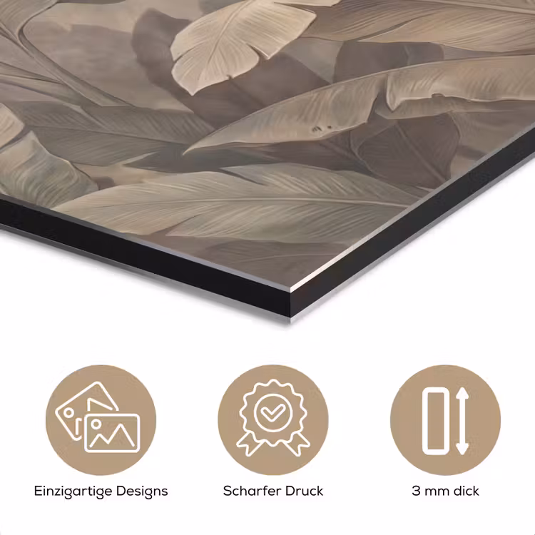 Bladeren - Tropisch - Natuur - Modern - Beige aluminium wit klein -closeup_DE
