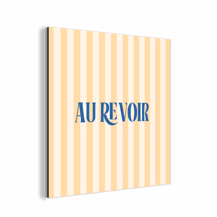 Blauw - Geel - Strepen - Au revoir aluminium wit klein -3d