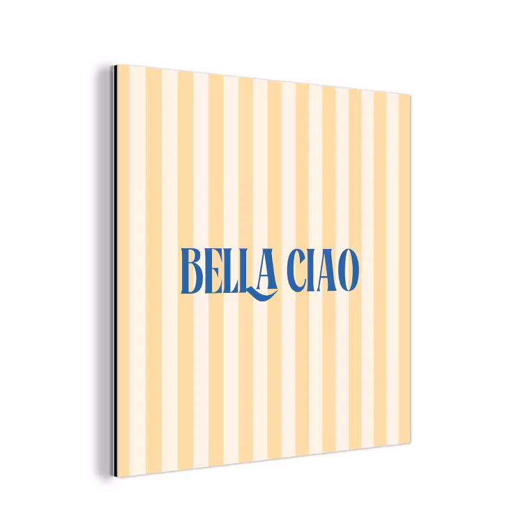 Blauw - Geel - Strepen - Bella Ciao aluminium wit klein -3d