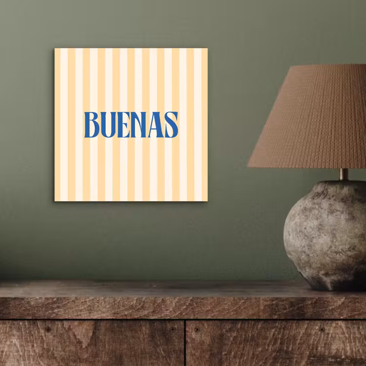 Blauw - Geel - Strepen - Buenas aluminium wit klein -sfeer2