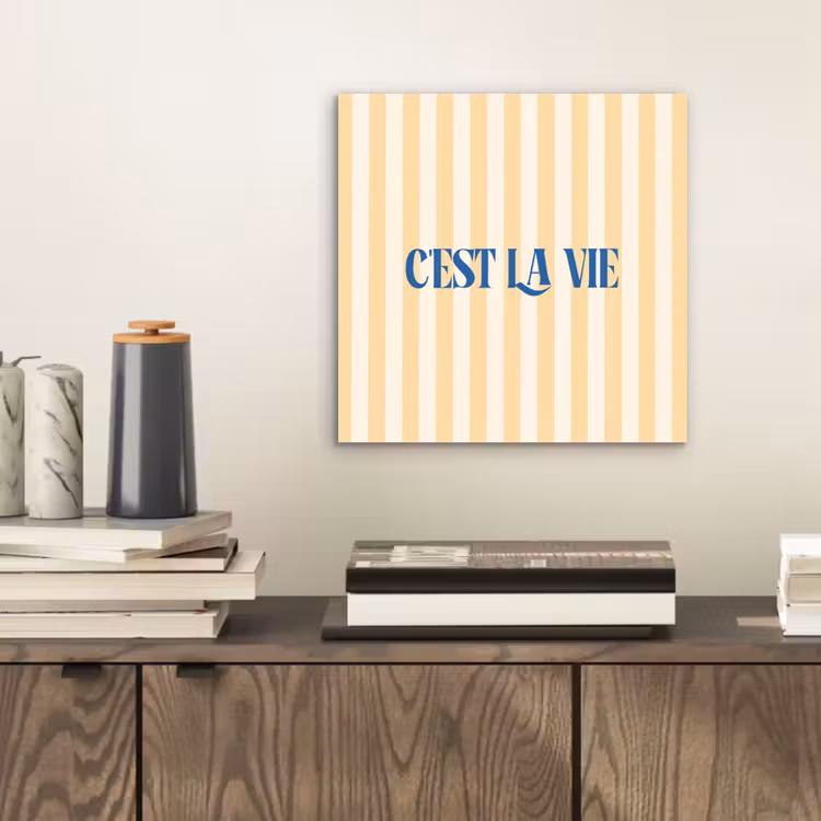 Blauw - Geel - Strepen - C'est La Vie aluminium wit klein -sfeer1
