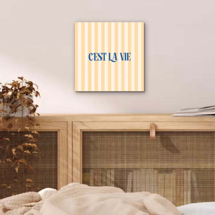 Blauw - Geel - Strepen - C'est La Vie aluminium wit klein -sfeer3