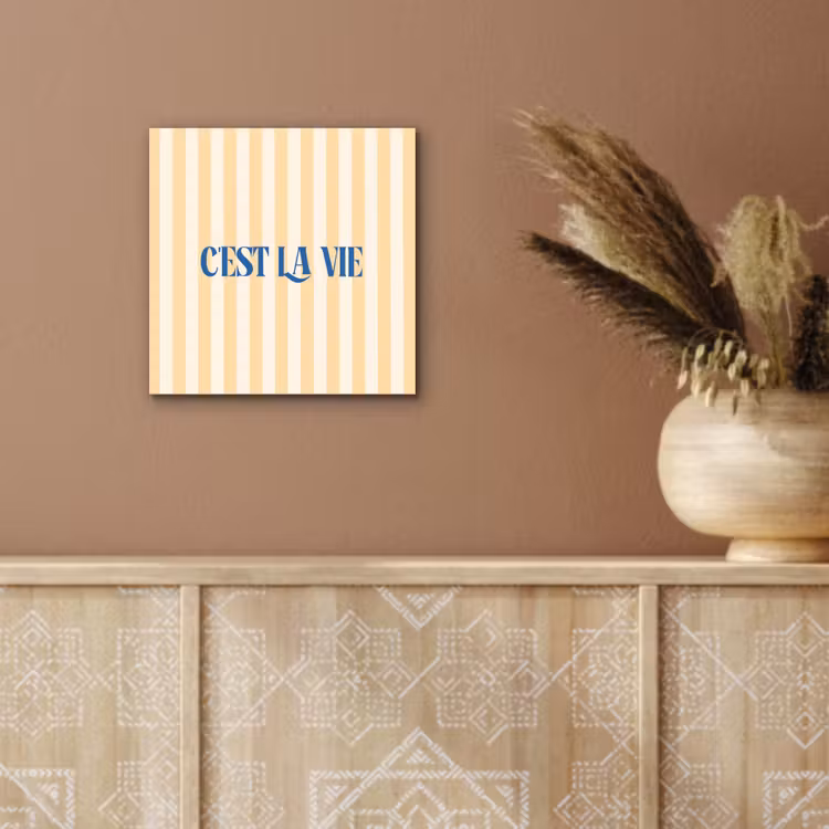 Blauw - Geel - Strepen - C'est La Vie aluminium wit klein -sfeer4